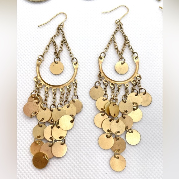 FOUR PAIR Goldtone Drop Earrings Bundle! Absolutely Gorgeous Set! Lot of FOUR! - Picture 5 of 7